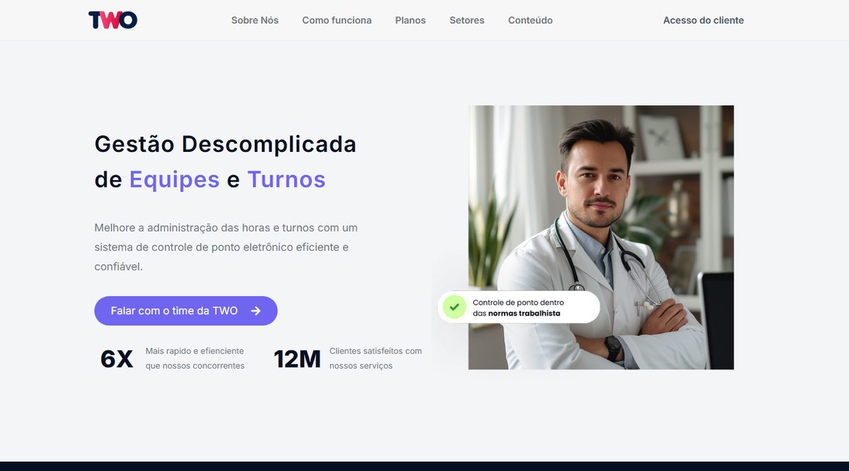 Landing page controle de ponto hospitalar